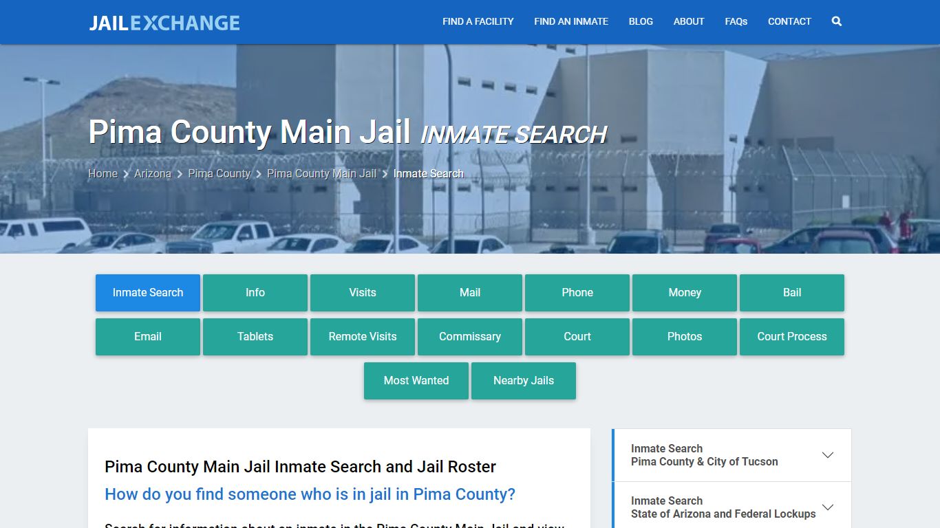 Inmate Search: Roster & Mugshots - Pima County Main Jail, AZ